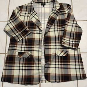 Plaid Women's Jacket - Brown and Cream
